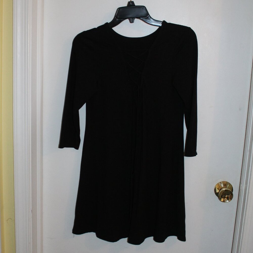 Living Doll Long Sleeve Mini Dress - Black